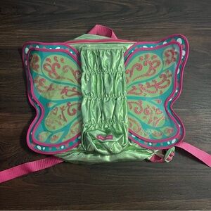 American Girl Backpack Wellie Wishers Butterfly Sparkle Pink Green Doll Holder